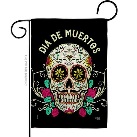 ANGELENO HERITAGE 13 x 18.5 in. Dia De Muertos Garden Flag with Fall Day of Dead Double-Sided Decorative Vertical AN583446